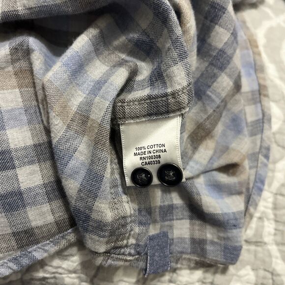 Peter Millar Mens Large Button Down Shirt Blue Plaid 100% Cotton Casual business - Picture 6 of 6